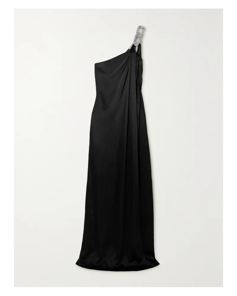 Stella McCartney Falabella Asymmetrische Robe Aus Satin Mit Kristallen - Schwarz Schwarz