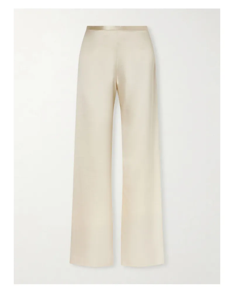 The Row Ardyn Hammered-silk Wide-leg Pants - Cream Cream