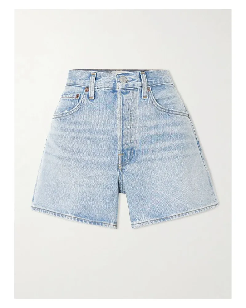 AGOLDE Parker Long Clean Jeansshorts - Blau Blau