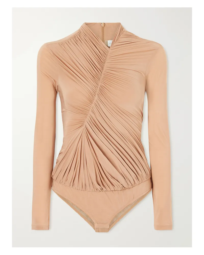 Stella McCartney Draped Crepe-jersey Bodysuit - Neutrals Neutrals