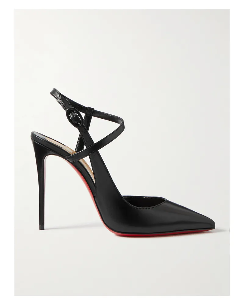 Christian Louboutin Jenlove 100 Leather Slingback Pumps - Black Black