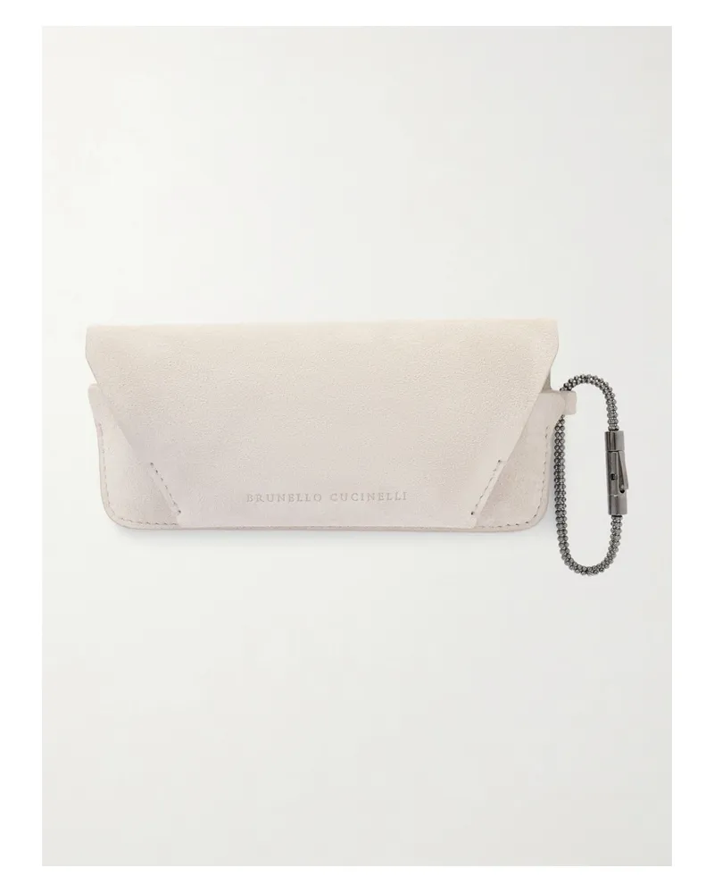 Brunello Cucinelli Brillenetui Aus Veloursleder - Elfenbein Elfenbein