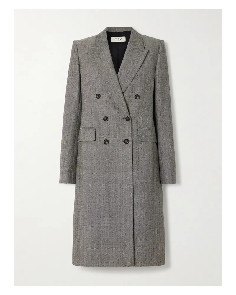 Chloé Doppelreihiger Mantel Aus Tweed Aus Einer Wollmischung - Grau Grau