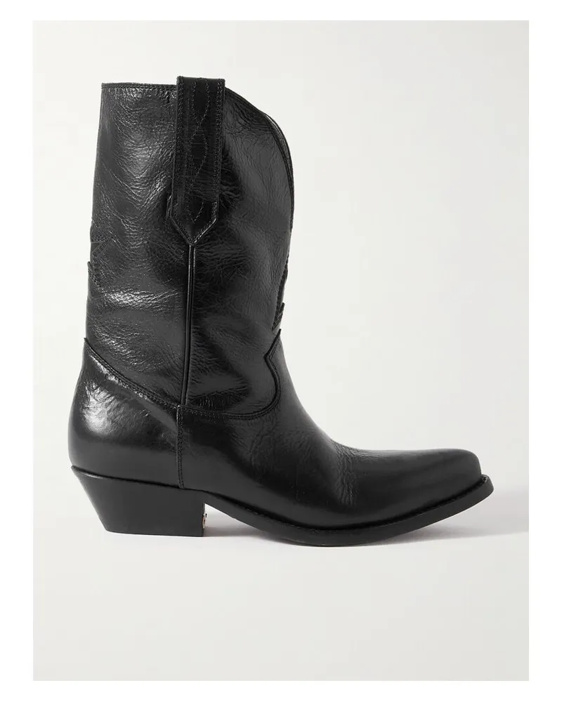 Golden Goose Low Wish Star Cowboystiefel Aus Strukturiertem Leder - Schwarz Schwarz