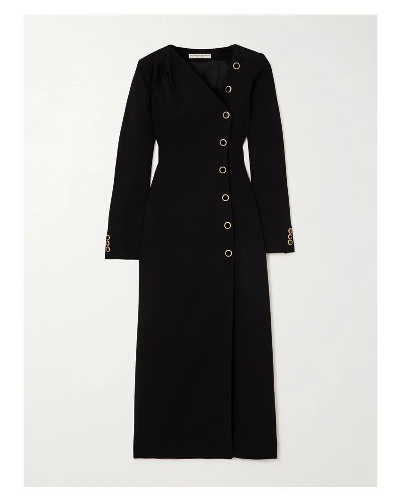 Alessandra Rich Asymmetrisches Midikleid Aus Crêpe Aus Einer Wollmischung - Schwarz Schwarz