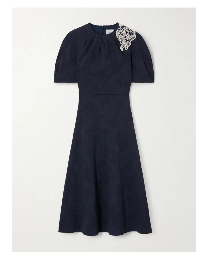 Erdem Midikleid Aus Cloqué Aus Einer Baumwollmischung Mit Applikation - Blau Blau