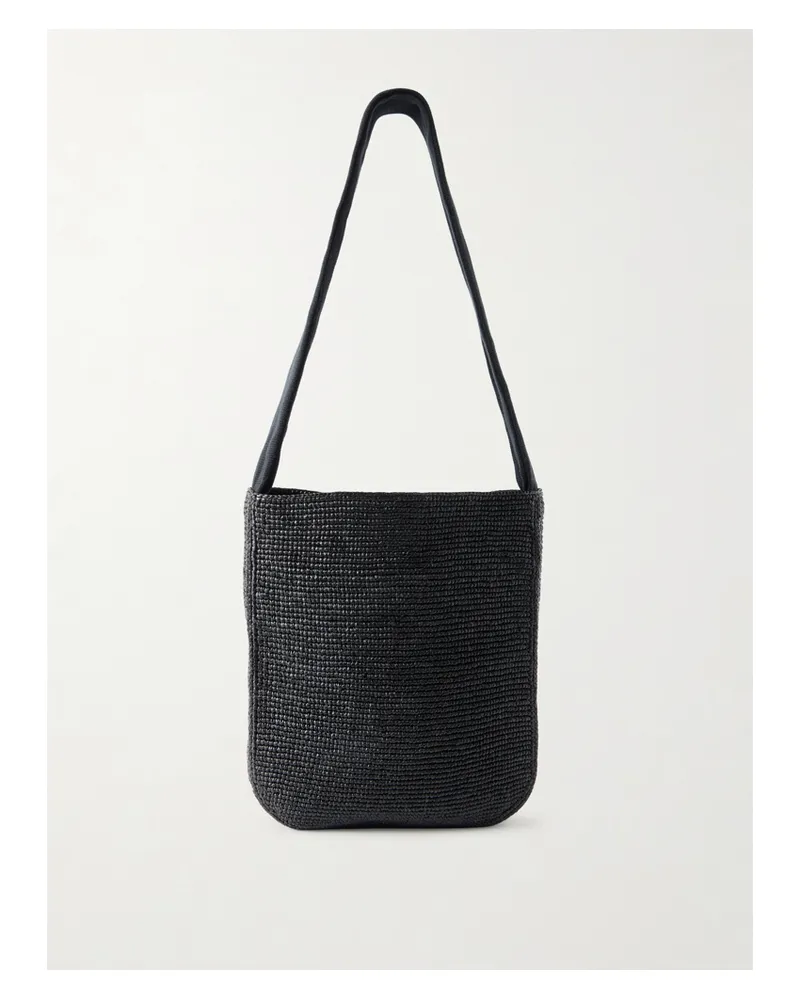The Row Lori Canvas-trimmed Raffia Tote - Black Black