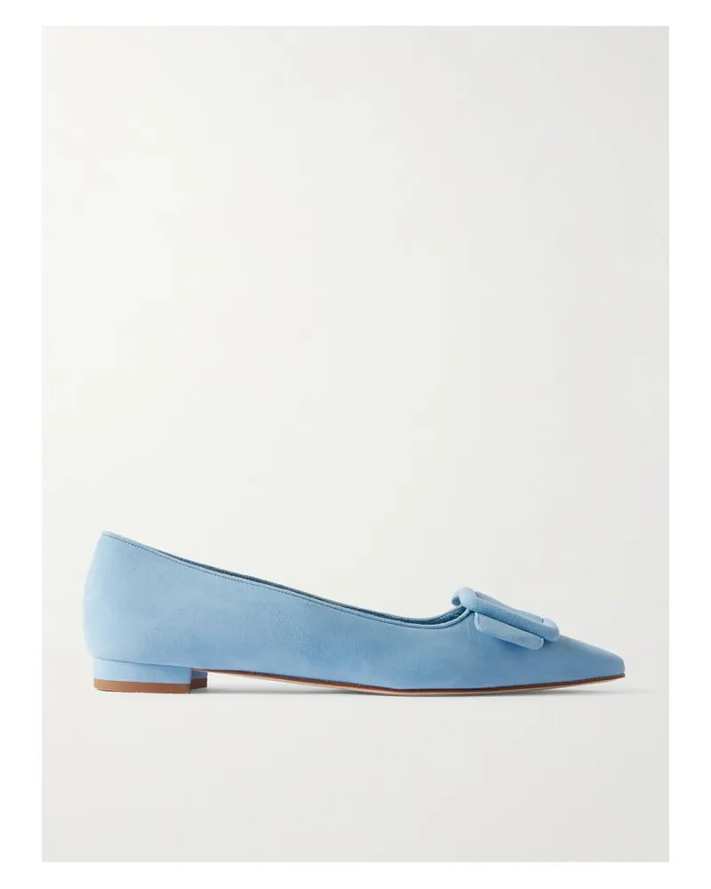 Manolo Blahnik Maysale Ballerinas Aus Veloursleder Mit Schnalle - Blau Blau