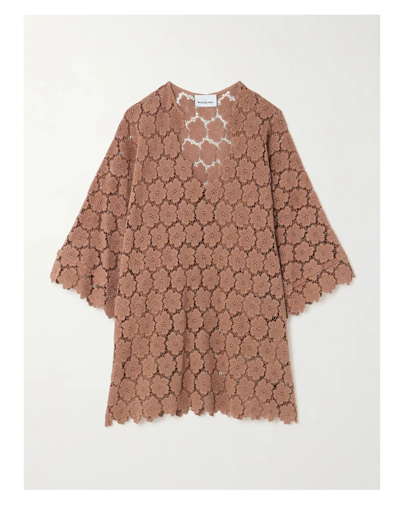 Miguelina Gianina Kaftan Aus Guipure-spitze Aus Baumwolle - Braun Braun
