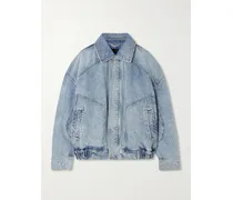 Oversized Paneled Denim Jacket - Blue