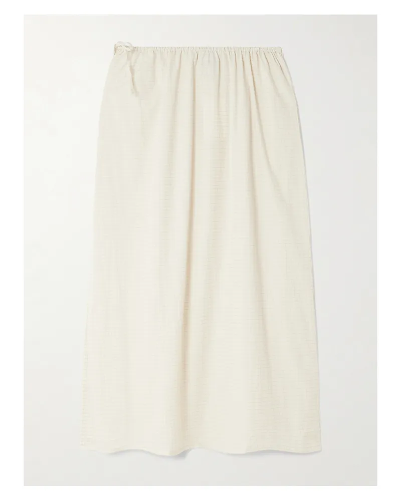 Deiji Studios Mid Day Checked Organic Cotton-poplin Midi Skirt - Neutrals Neutrals