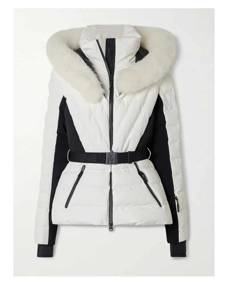 Mackage Elita Gesteppte Skijacke Mit Daunenfüllung, Kapuze Und Gürtel - Wollweiß Wollweiß