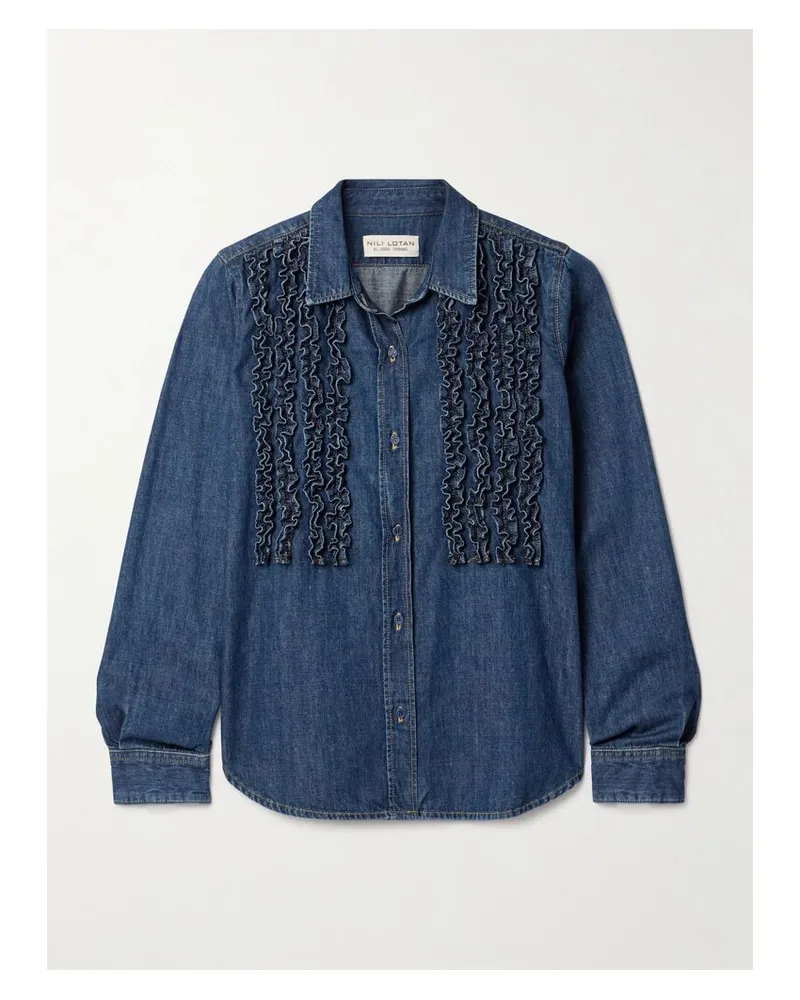 Nili Lotan Lexa Jeanshemd Mit Rüschen - Blau Blau