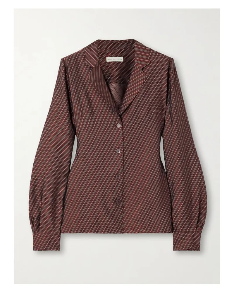 Dries van Noten Hemd Aus Gestreiftem Jacquard - Burgunder Burgunder