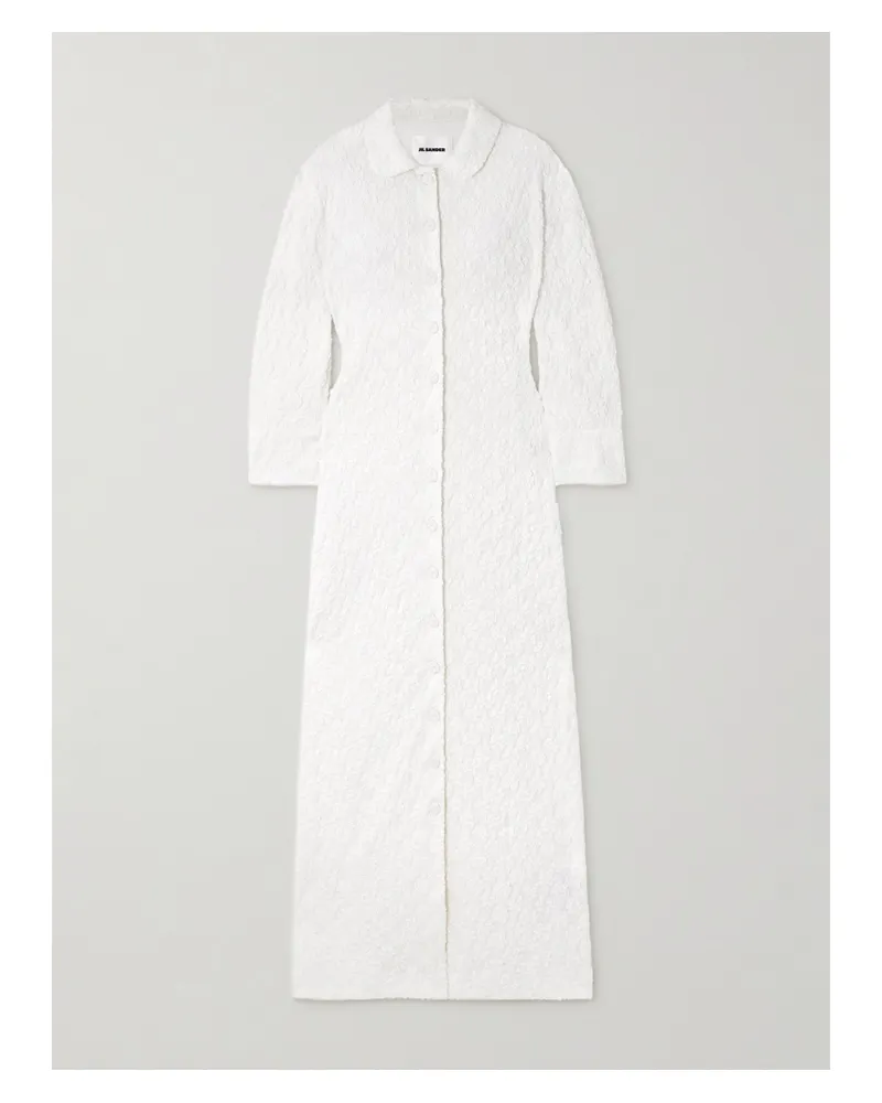 Jil Sander Maxikleid Aus Cloqué - Wollweiß Wollweiß