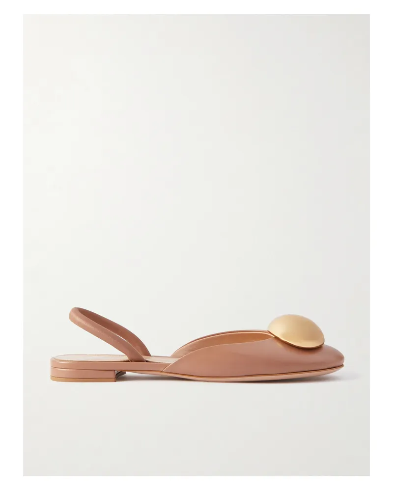 Gianvito Rossi Sphera Flache Slingback-schuhe Aus Leder Mit Verzierung - Neutral Neutral