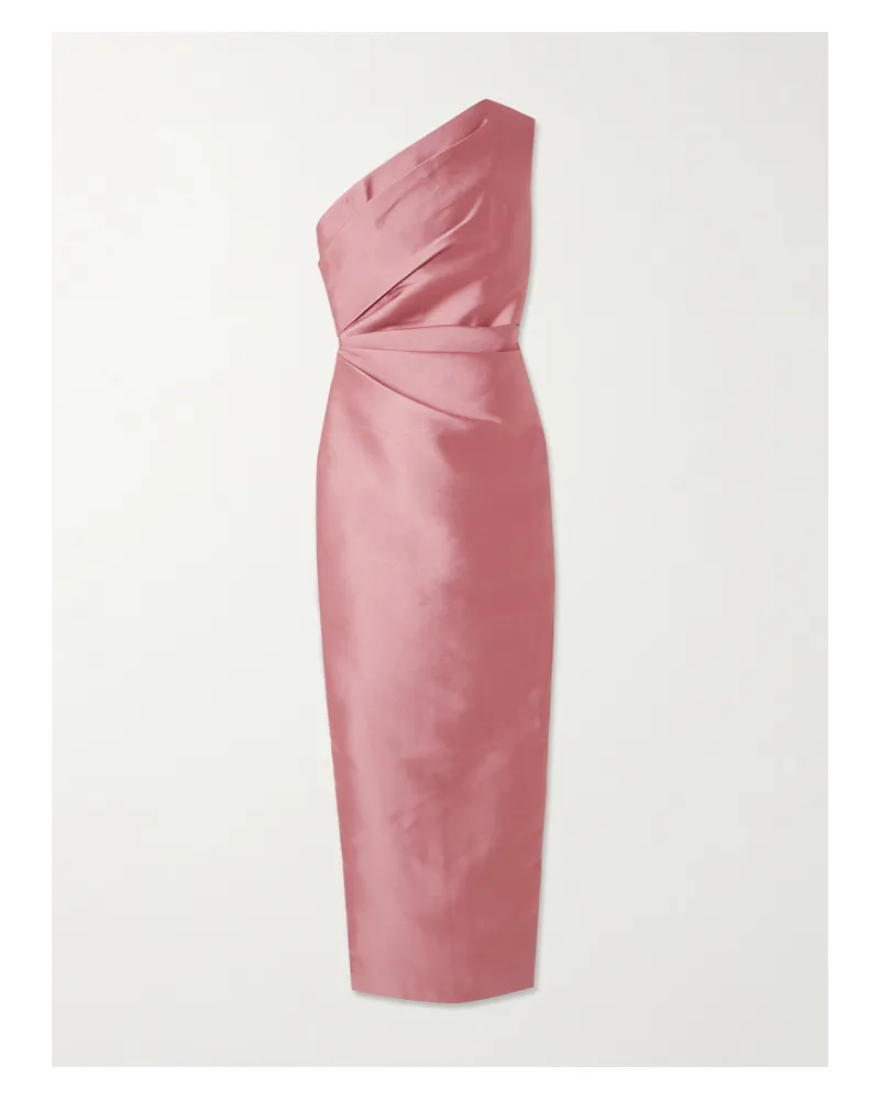 Solace London Kira Asymmetrische Robe Aus Glänzendem Twill - Pink Pink