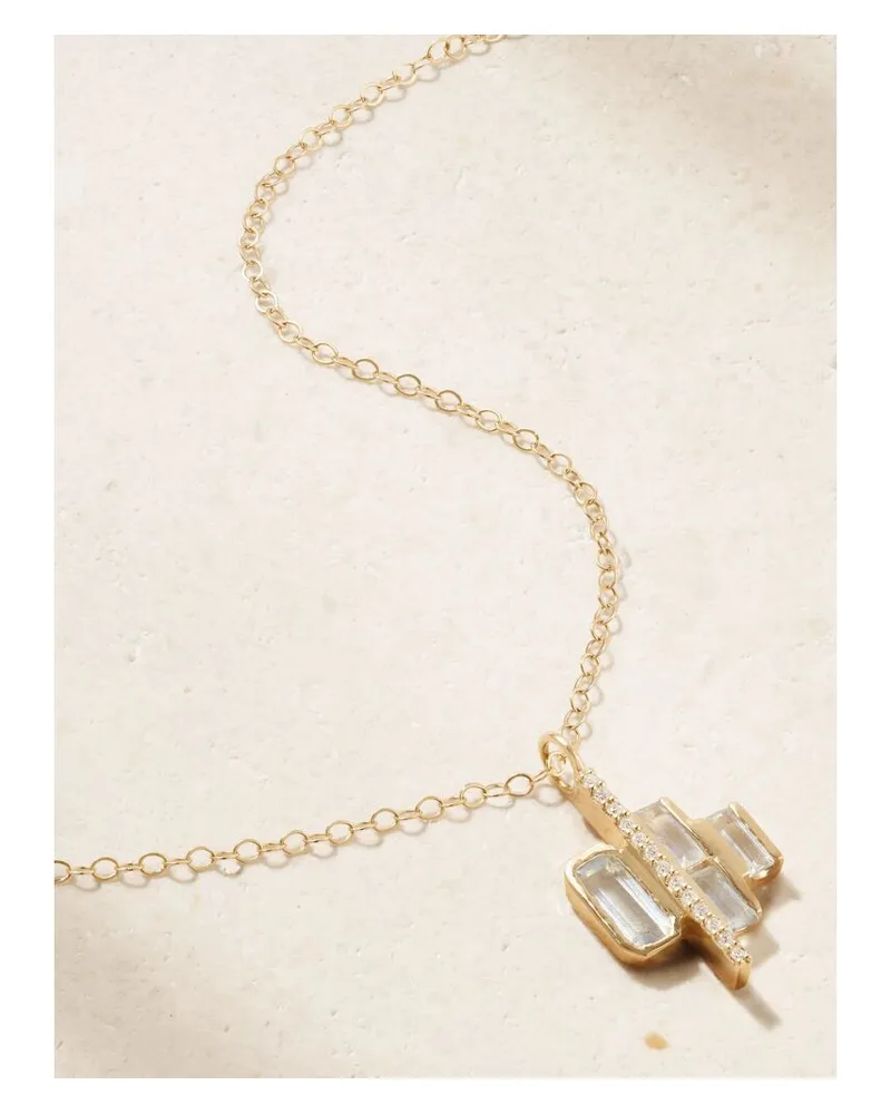 Melissa Joy Manning Cityscape Triple Kette Aus Recyceltem 14 Karat Gold Mit Aquamarinen Und Diamanten Gold