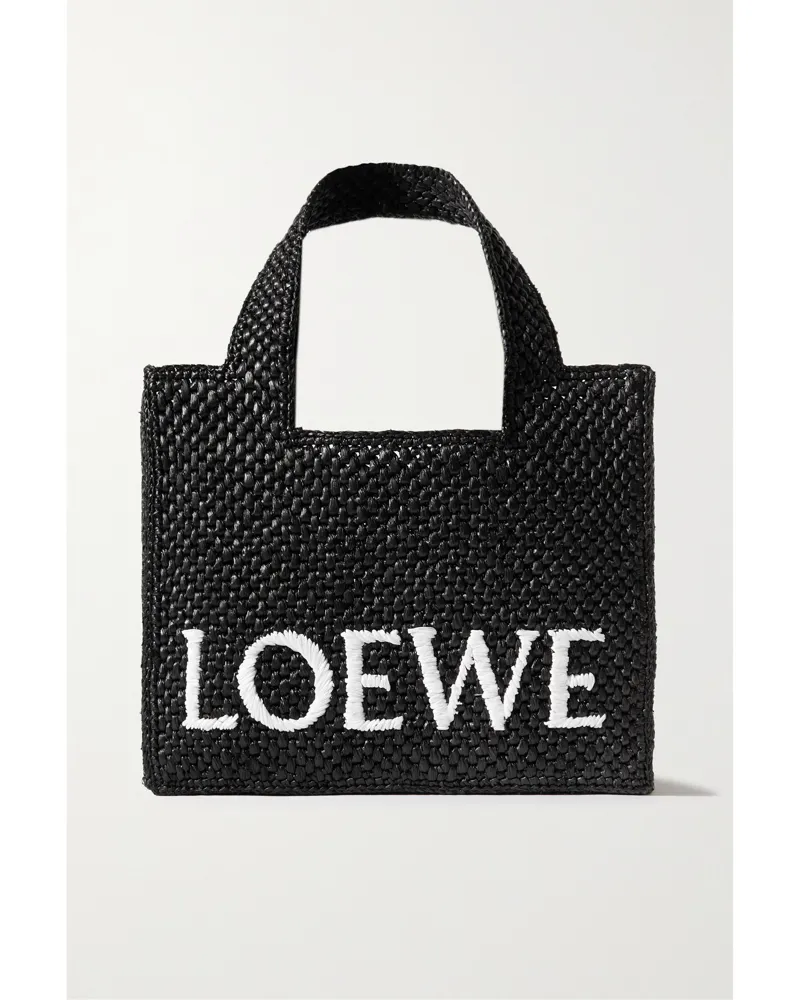 Loewe Paula's Ibiza Embroidered Raffia Tote - Black Black