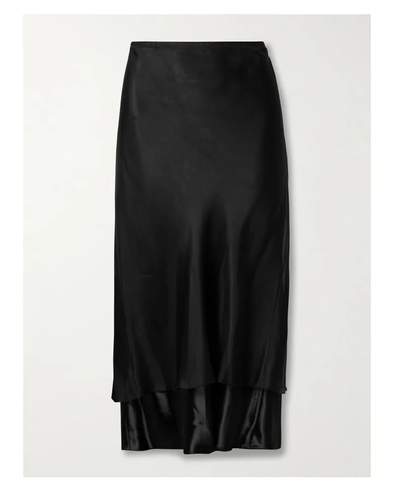 KHAITE Monina Mehrlagiger Midirock Aus Satin Und Organza - Schwarz Schwarz