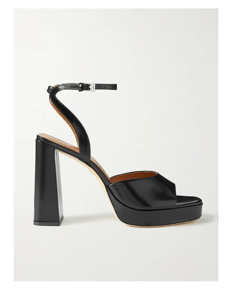 STAUD Solange Plateausandalen Aus Leder - Schwarz Schwarz