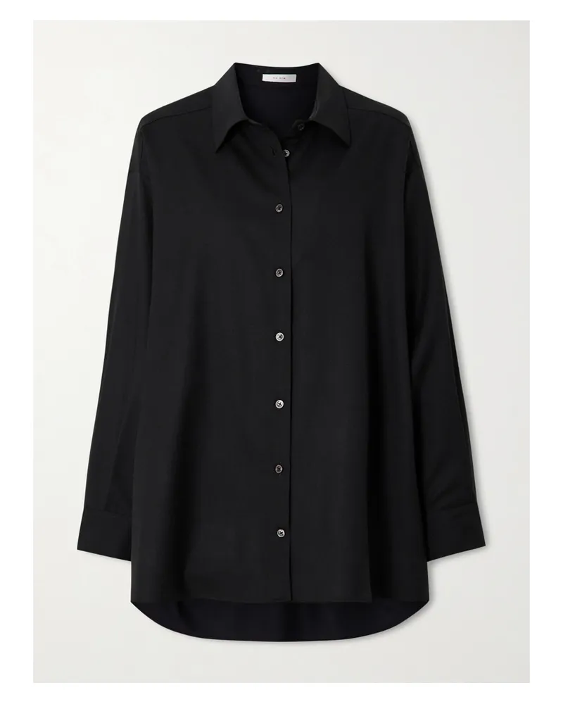 The Row Luke Oversized-hemd Aus Wollflanell - Schwarz Schwarz