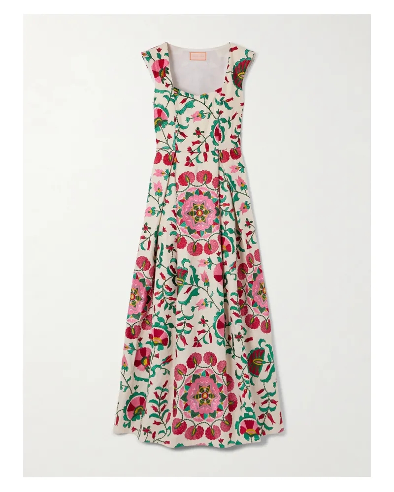 Marta Ferri Guenda Maxikleid Aus Einer Bestickten Leinenmischung - Mehrfarbig Mehrfarbig