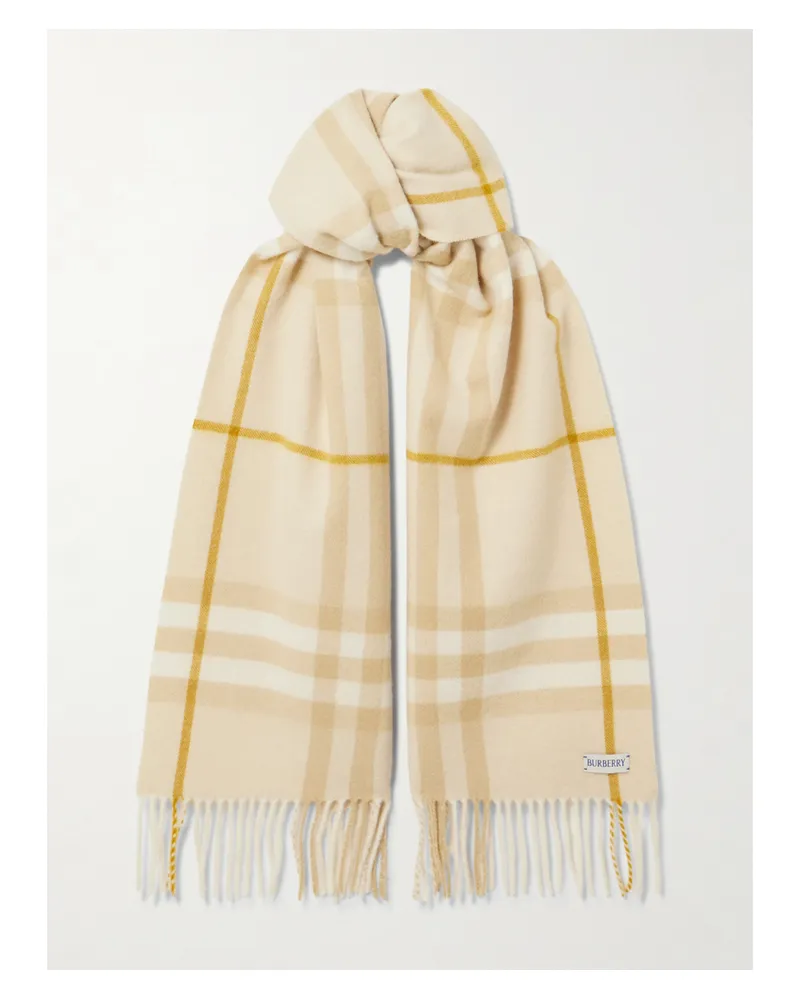 Burberry Schal Aus Kariertem Kaschmir Mit Fransen - Creme Creme