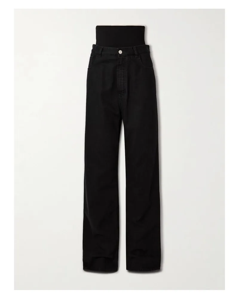 Alaïa Jeans Mit Besatz Aus Stretch-strick - Schwarz Schwarz
