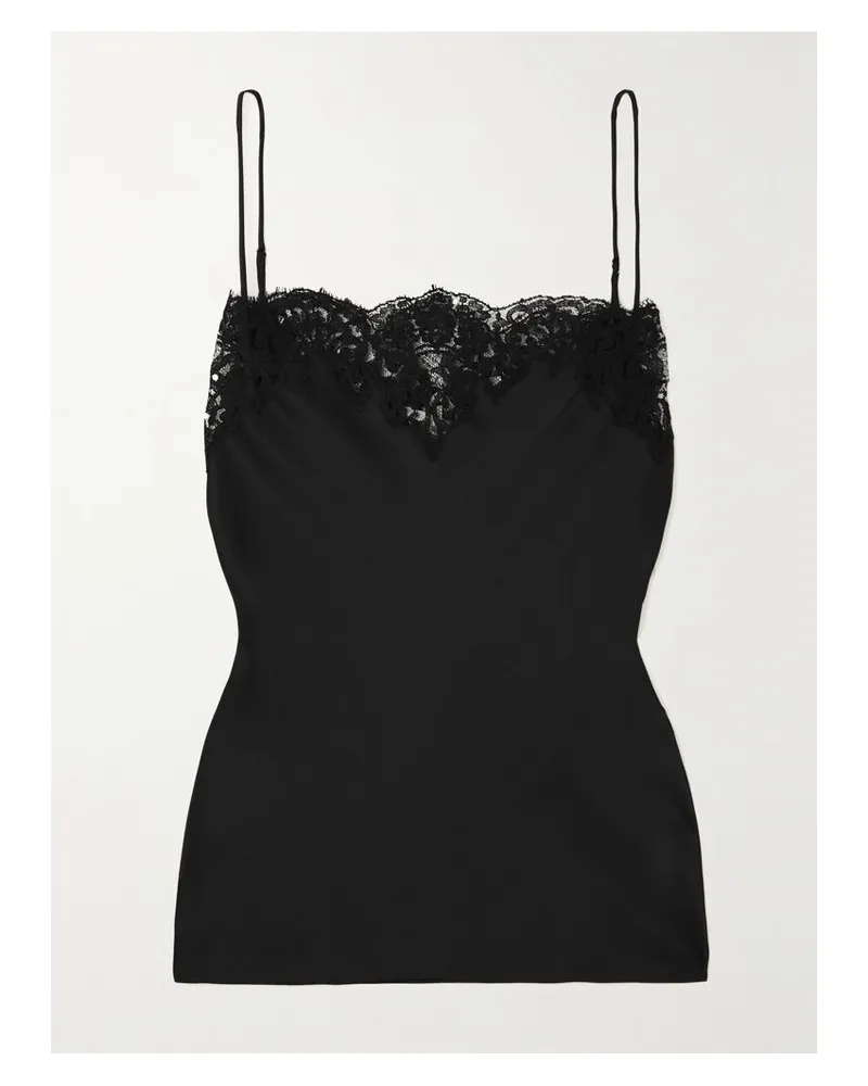 Stella McCartney Net Sustain Top Aus Satin Mit Spitzenbesatz - Schwarz Schwarz