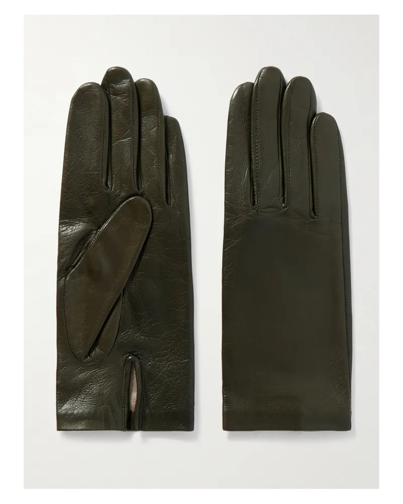 Agnelle Kate Crinkled-leather Gloves - Green Green