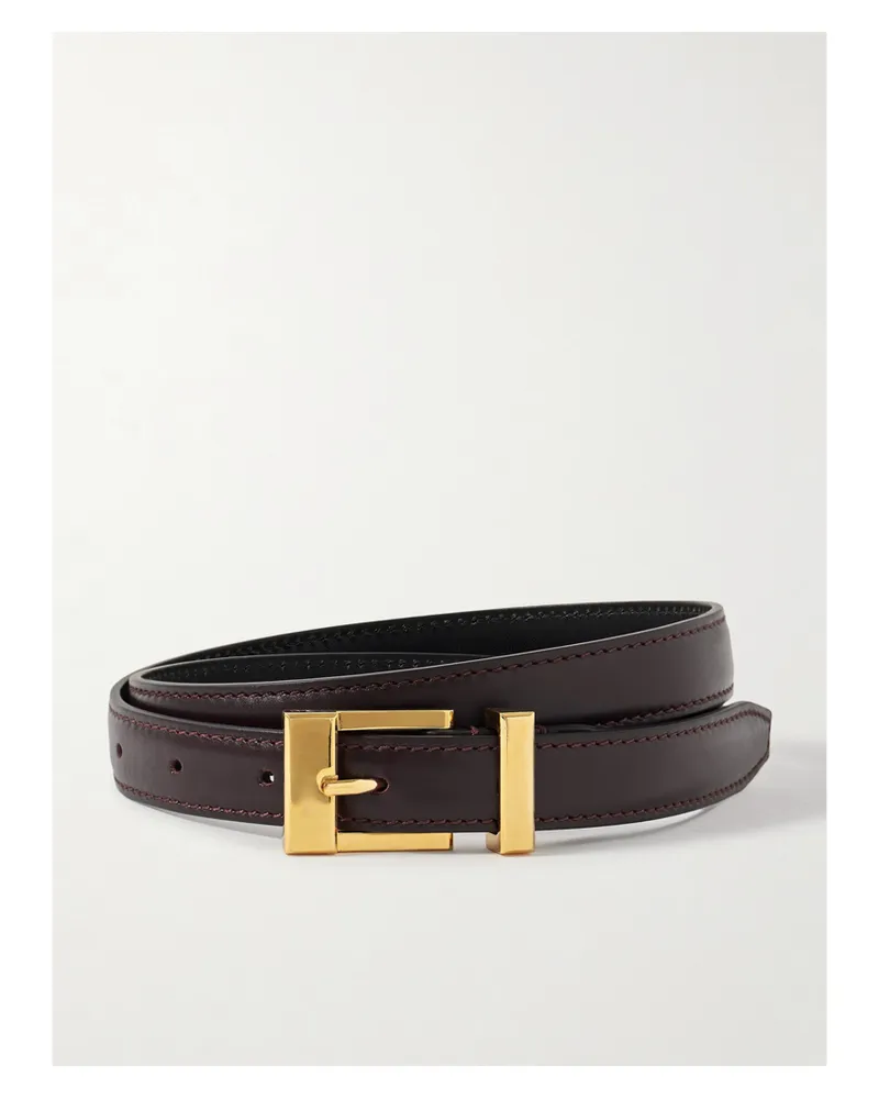 KHAITE Manhattan Leather Belt - Burgundy Burgundy