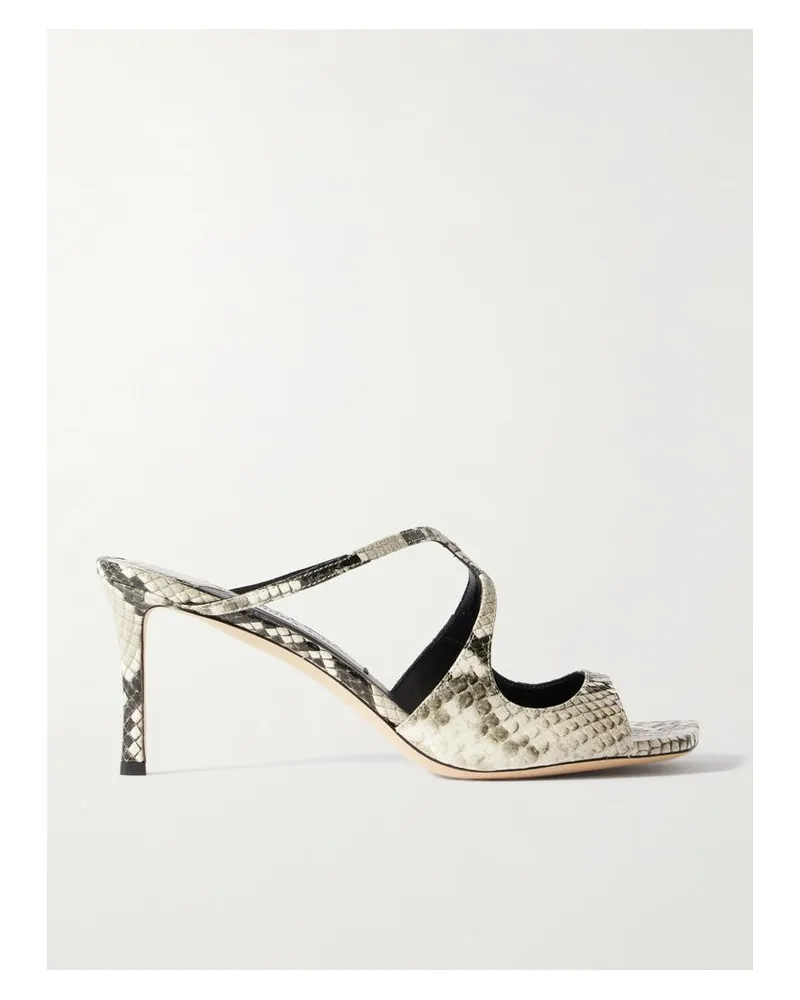 Jimmy Choo Anise 75 Mules Aus Glanzleder Mit Schlangeneffekt Und Cut-outs - Animal-Print Animal-print