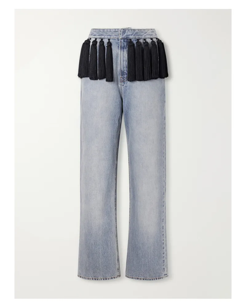 Alaïa Tasseled Low-rise Straight-leg Jeans - Blue Blue