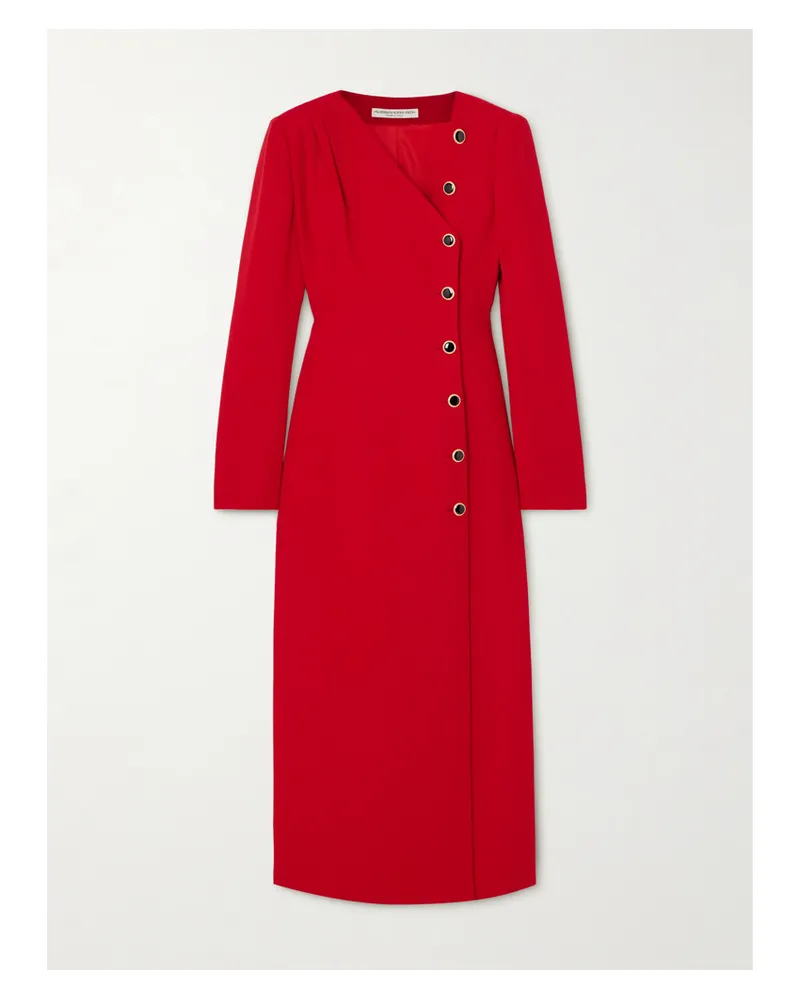 Alessandra Rich Asymmetrisches Midikleid Aus Crêpe Aus Einer Wollmischung - Rot Rot