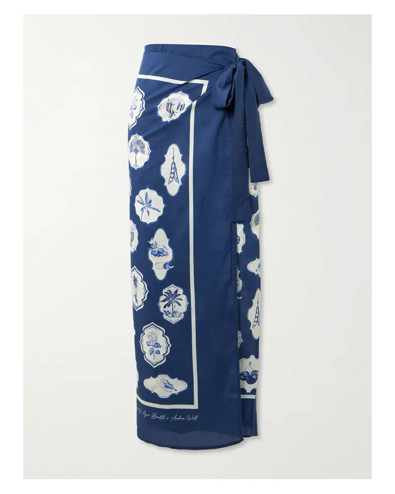 AGUA BENDITA Lavanda Pareo Aus Bedrucktem Voile Aus Einer Biobaumwoll-seidenmischung - Blau Blau