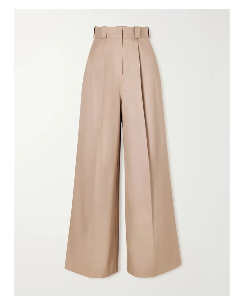 Balenciaga Pleated Cotton Wide-leg Pants - Neutrals Neutrals