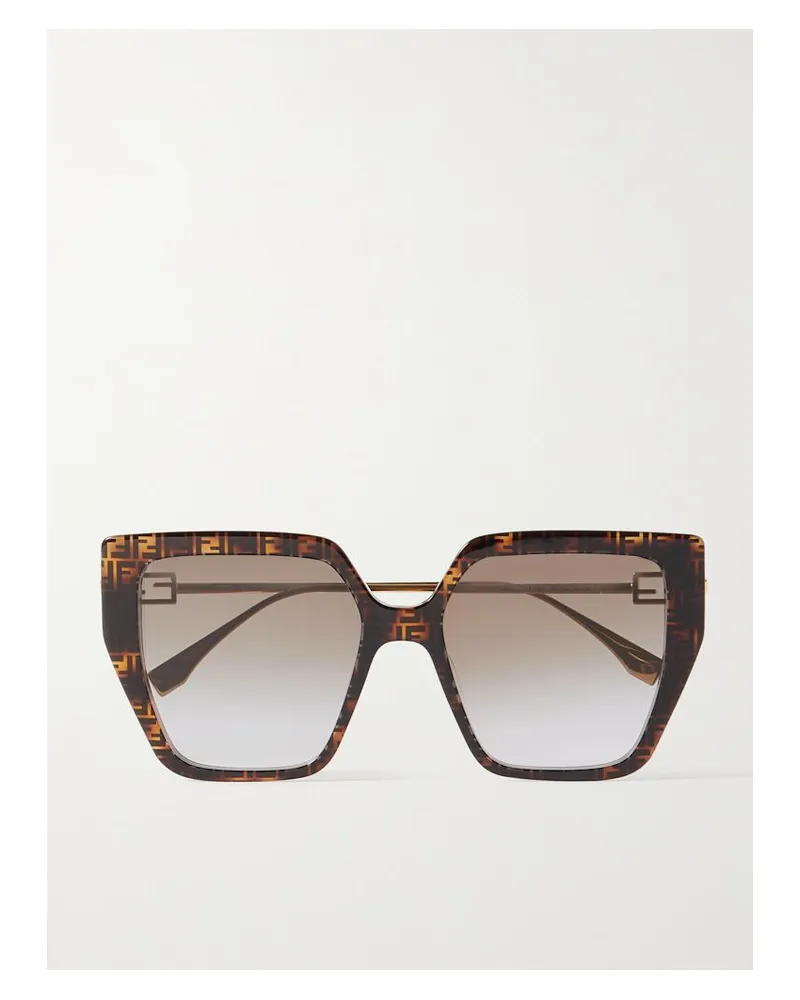 Fendi Oversized-sonnenbrille Mit Eckigem Rahmen Aus Azetat Mit Goldfarbenen Details - Horn Horn