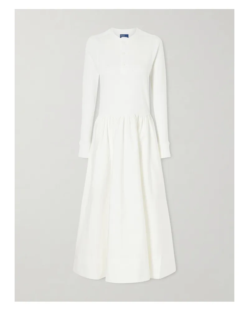 Ralph Lauren Cotton-jersey And Poplin Maxi Dress - White White
