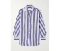 Hemd Aus Gestreifter Baumwollpopeline - Blau
