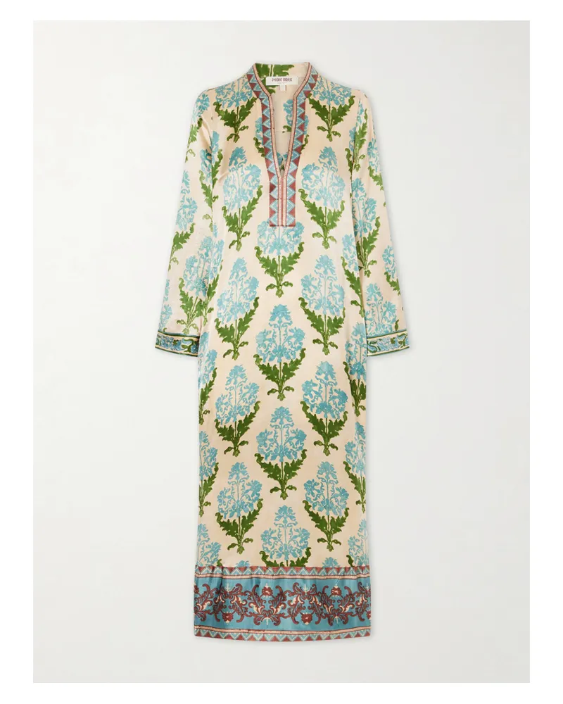 Emporio Sirenuse Jenna Printed Silk-voile Kaftan - Green Green
