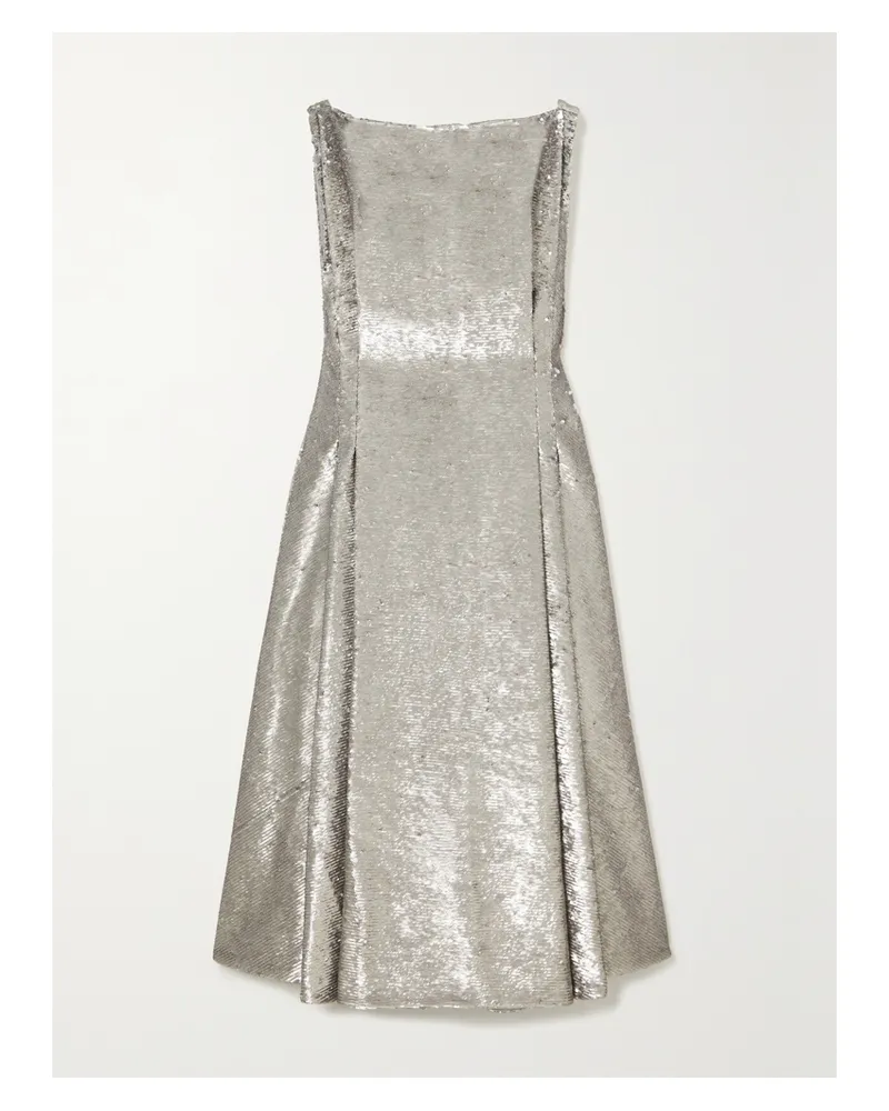 EMILIA WICKSTEAD Chaya Rückenfreies Midikleid Aus Satin Mit Pailletten - Silber Silber