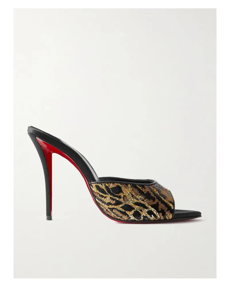 Christian Louboutin Miss Z Ocelot Mules Aus Satin Mit Lurex®- Und Lederbesätzen Sowie Pailletten - Animal-Print Animal-print