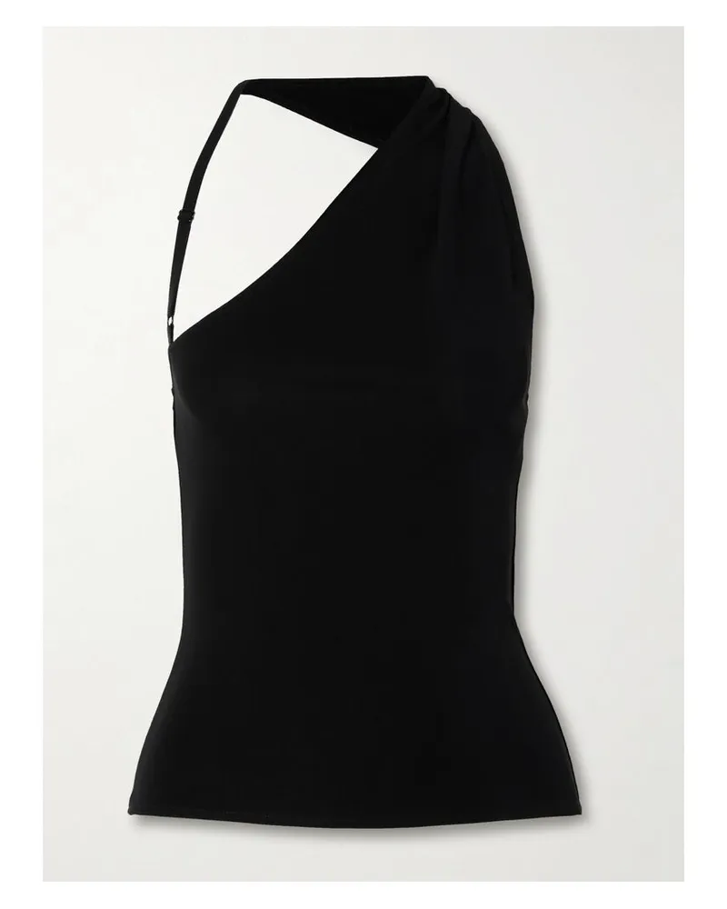 Courrèges Rückenfreies, Asymmetrisches Oberteil Aus Stretch-crêpe - Schwarz Schwarz