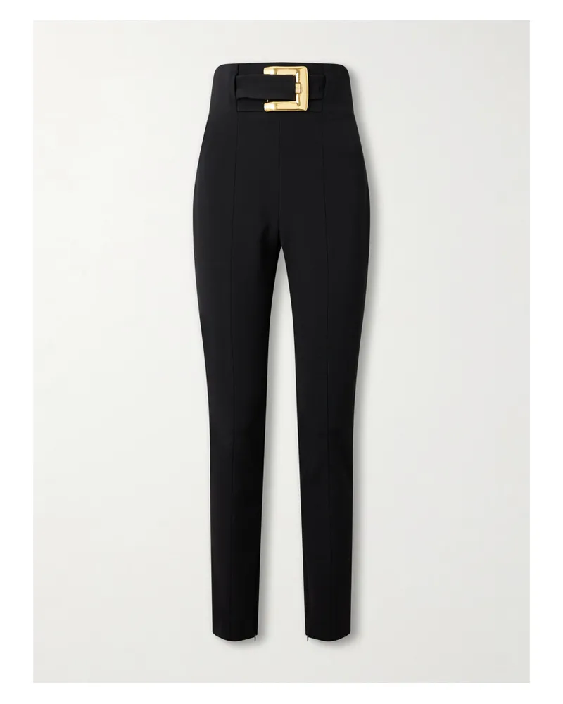 Balmain Eng Geschnittene Hose Aus Stretch-ponte Mit Gürtel - Schwarz Schwarz