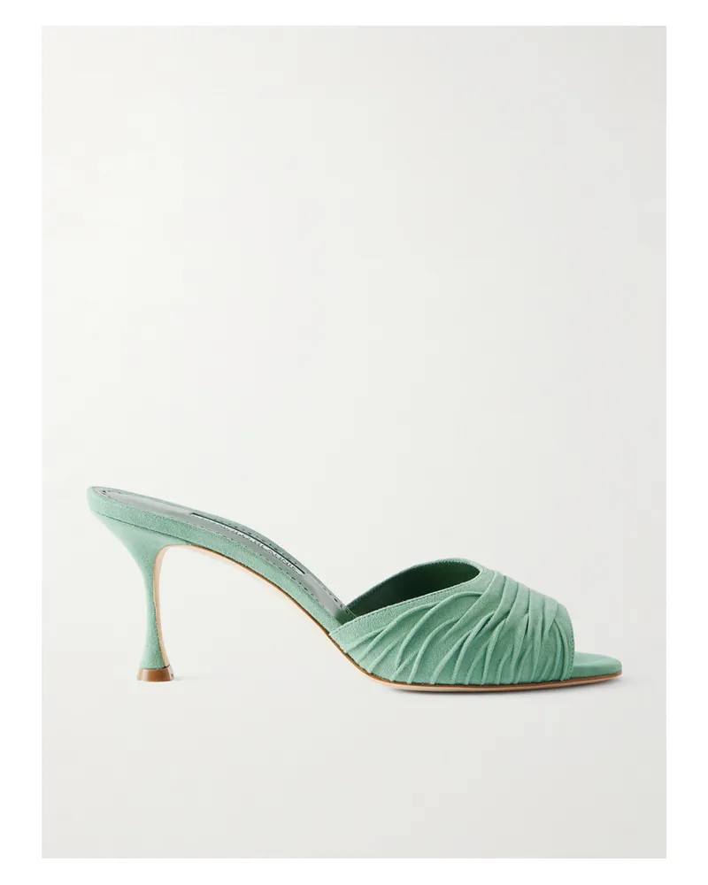 Manolo Blahnik Pirua 70 Mules Aus Veloursleder - Grün Grün
