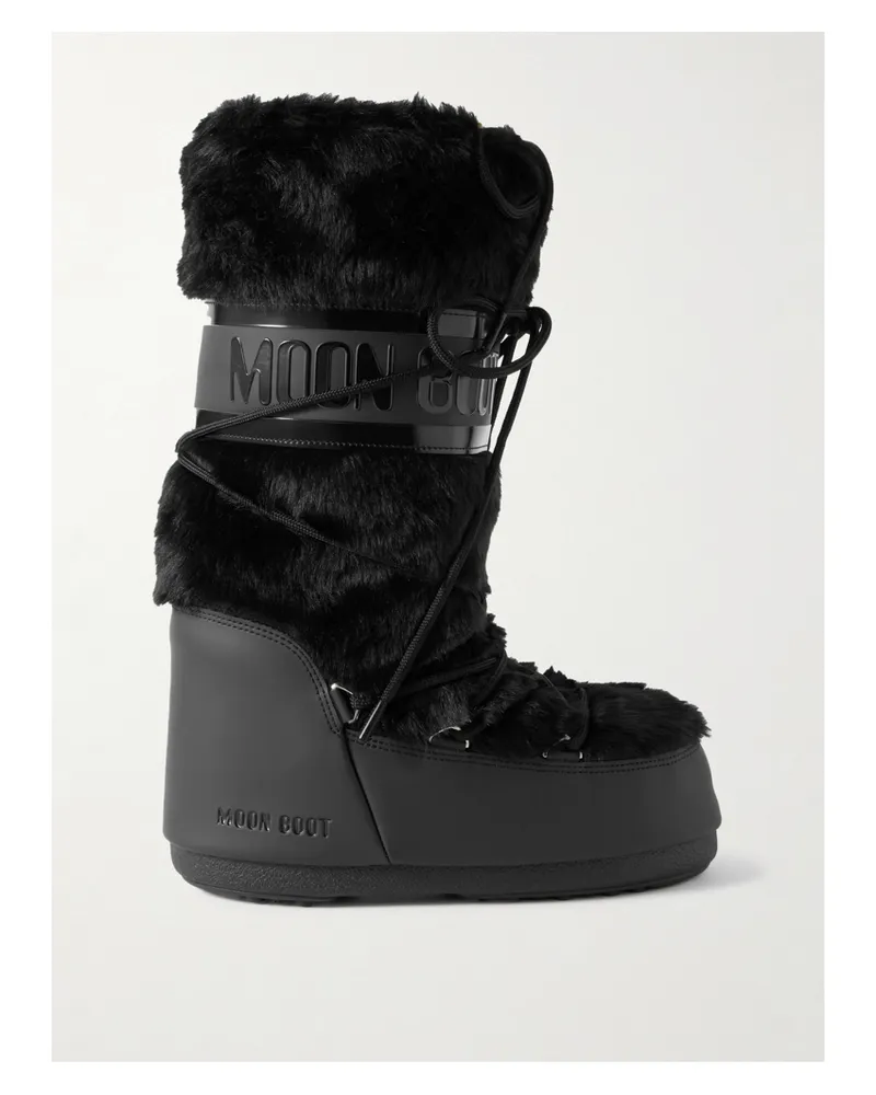 Moon Boot Icon Faux Fur And Faux Leather Snow Boots - Black Black