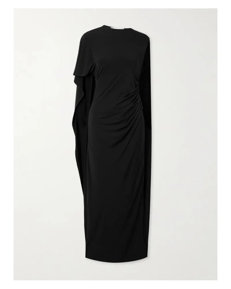 Stella McCartney Asymmetrische Robe Aus Stretch-satin Mit Cape-effekt - Schwarz Schwarz