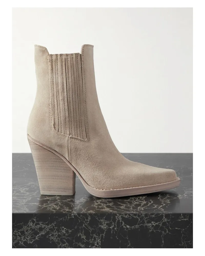 Paris Texas Dallas Ankle Boots Aus Veloursleder - Creme Creme