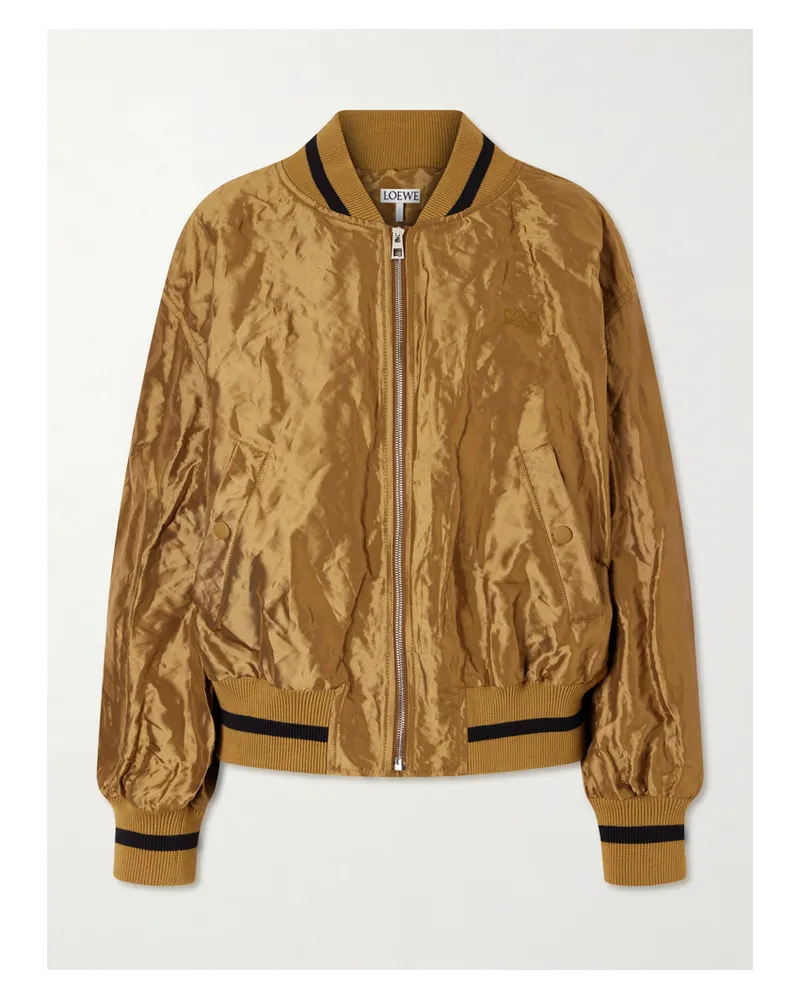 Loewe Anagram Bomberjacke Aus Glänzendem Twill In Knitteroptik - Gold Gold